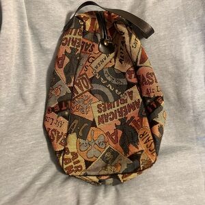 Vintage Tapestry Embroidered Airlines Travel Toiletry or Shoe Bag Pouch